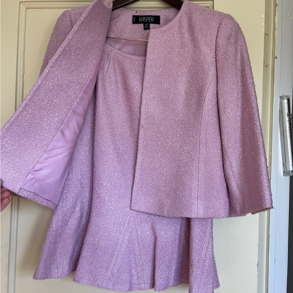 Free Shipping!! Pink 2 Piece Skirt Jacket Blazer Suit Kasper 6p